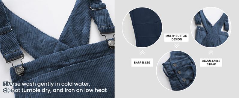 Yeokou Corduroy Overalls for Women Barrel Wide Leg Bib Corduroy Pants Women Adjustable Romper Jumpsuit with Pockets