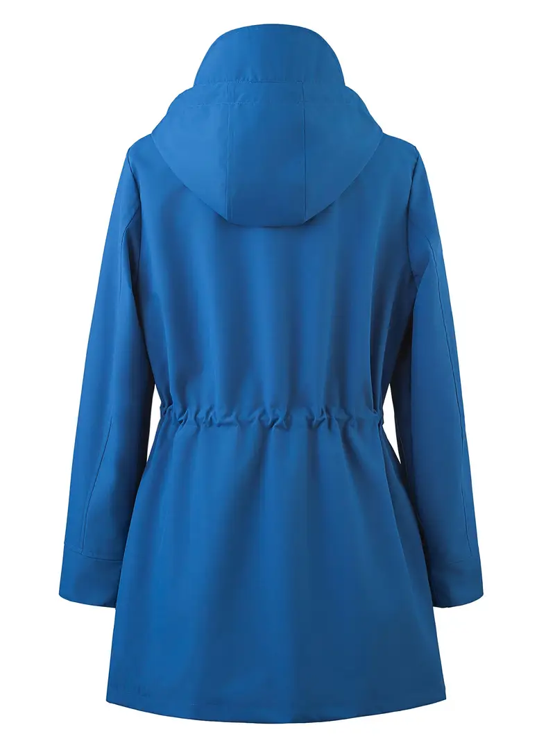 womens beige hooded zip up trench coat with drawstring waist multiple pockets casual long sleeve jacket for fall winter machine washable Product details 17