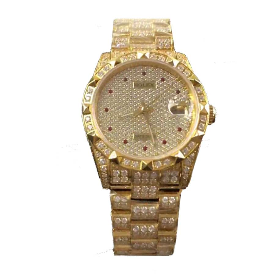 rolex datejust yellow gold diamond dial iced out 116624 replica