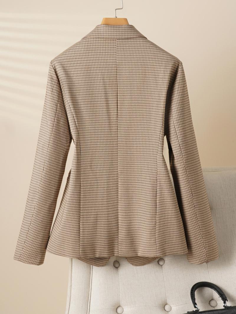 Elegant Women's Blazer Jacket, Fitted Woven Fabric, Long Sleeve Plain Design, Perfect for Office & Spring Autumn Wear