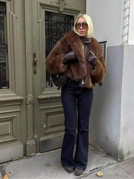 Women's Faux Fur Short Coat, Warm Loose Fit Winter Jacket, High-End Look, New Trendy Design, Perfect for Cold Weather