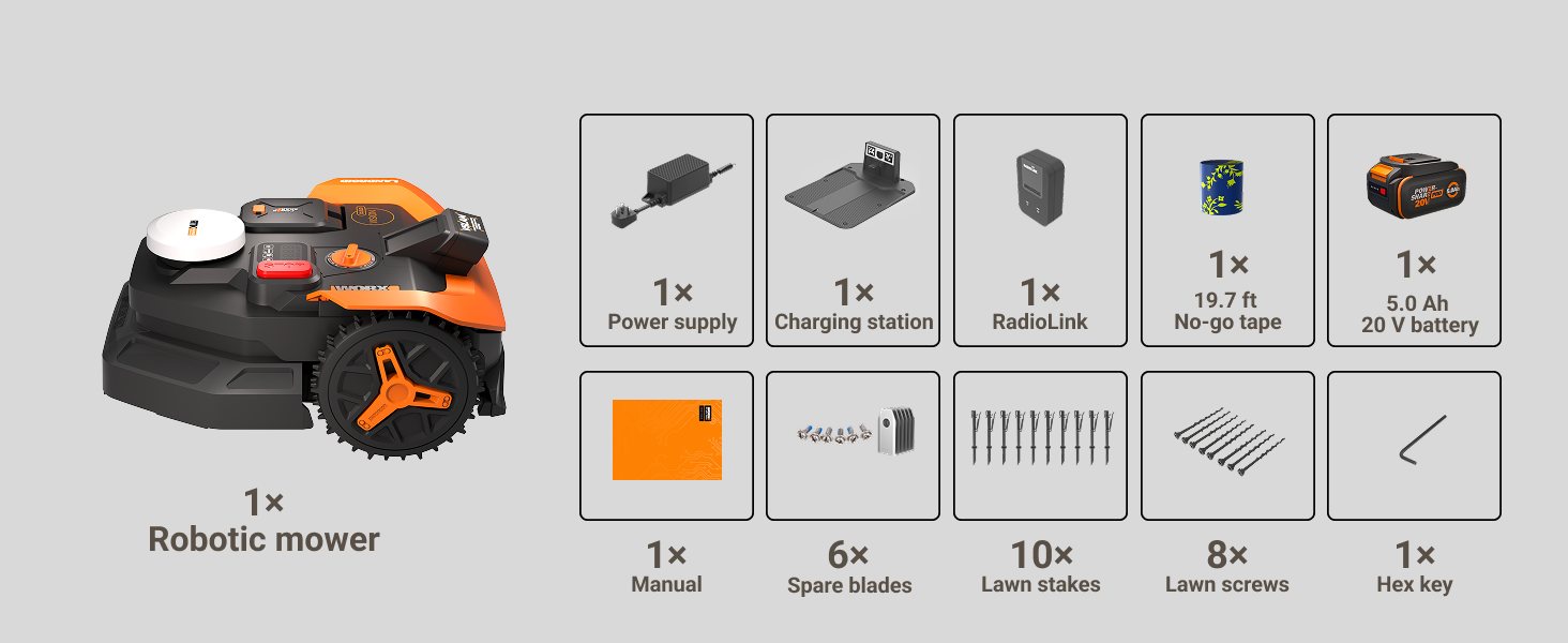 Robot lawn mower with accessories