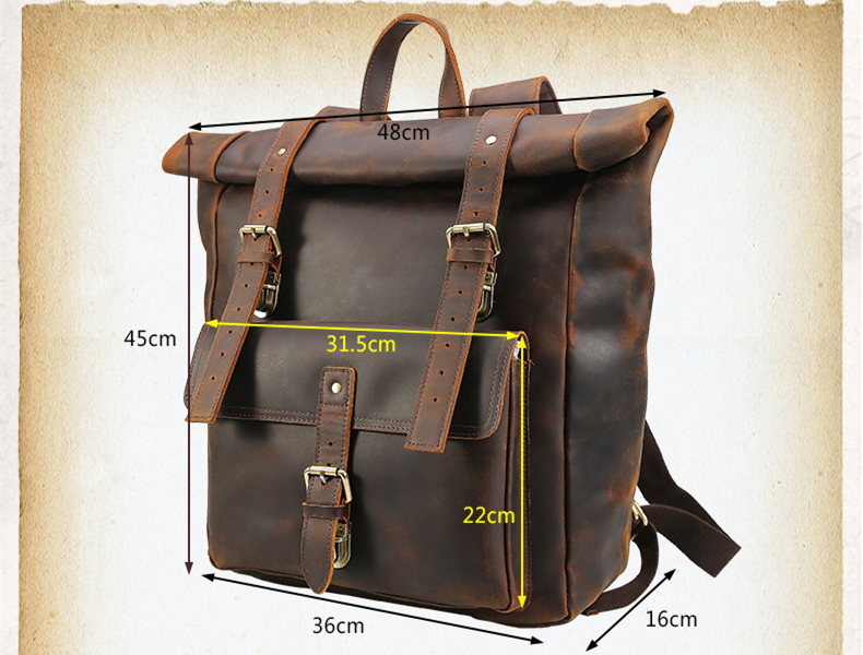 Size of Woosir Genuine Leather 17" Laptop Backpack Travel