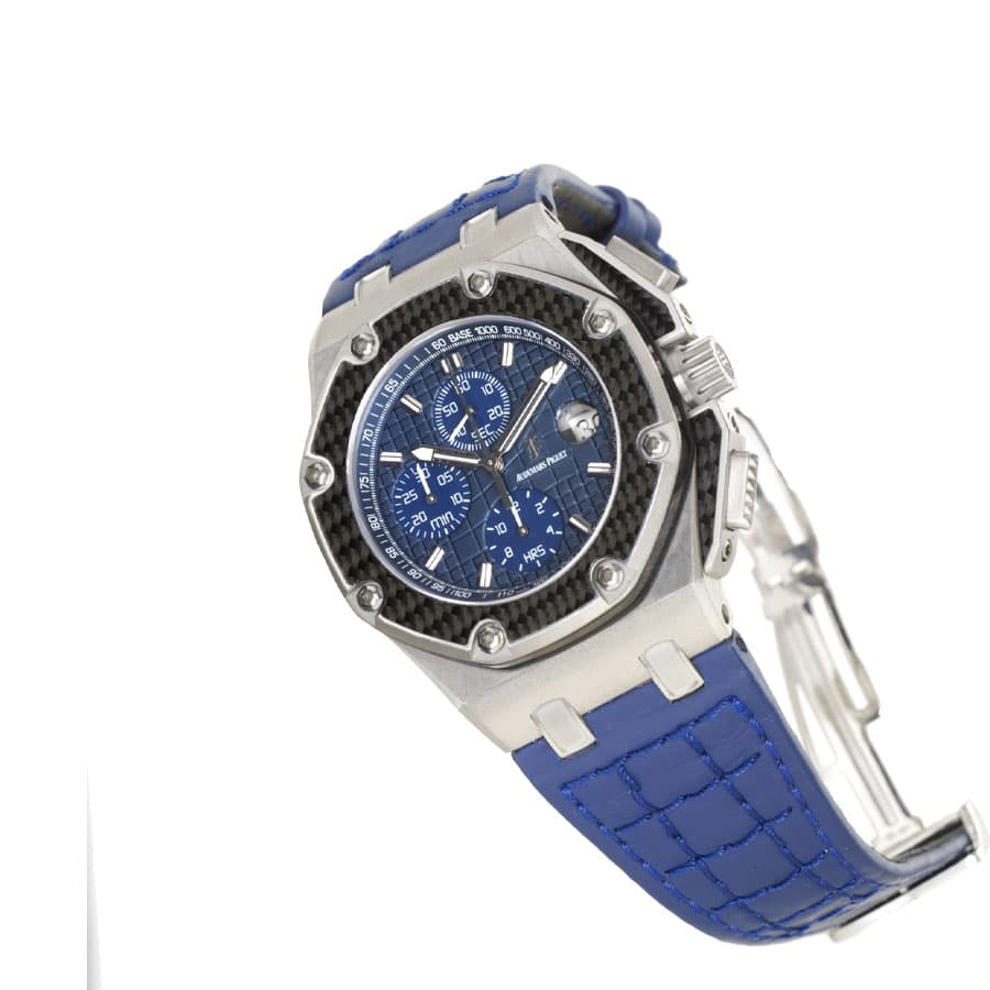 audemars piguet royal oak offshore juan pablo montoya 26030po oo d021in 01 titanium blue replica2