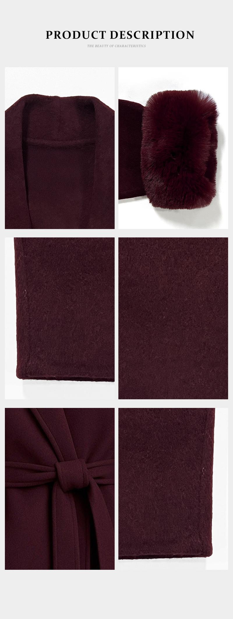 KatchMe Women's Elegant Solid Color Waist Tie Fuzzy Cuff Wrap Coat, Cozy Plush Long Sleeve Thermal Coat, Fall & Winter Outerwear Jacket