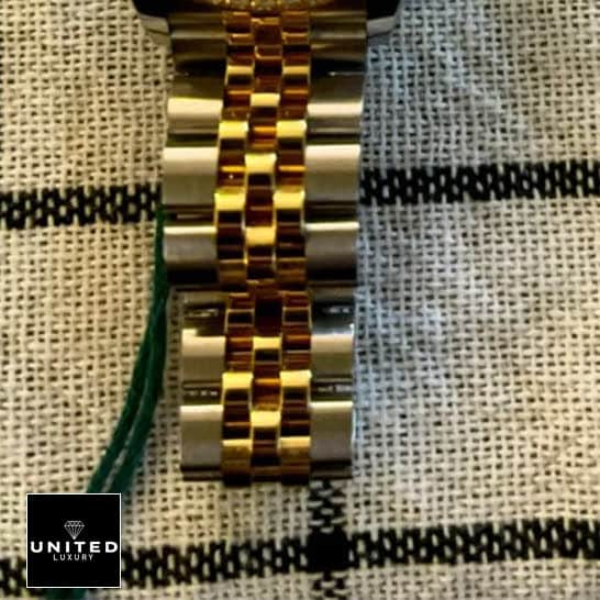 Rolex Datejust 279383RBR-0003 Yellow Gold Jubilee Bracelet Replica on the table