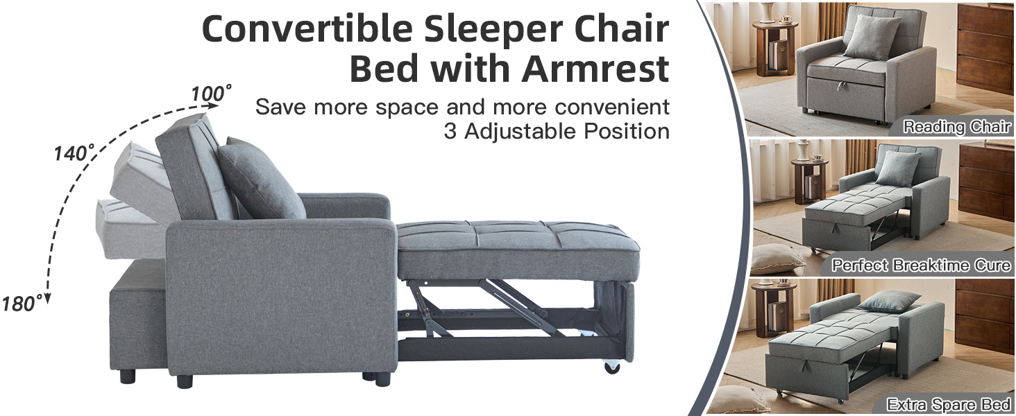 3-in-1 Convertible Chair Bed