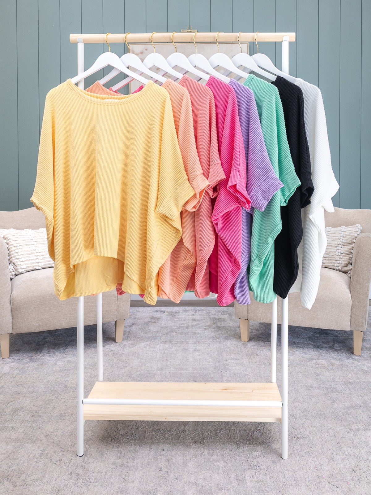 Andree Raised Rib Relaxed Fit Tunic Top | S/M-2X/3X