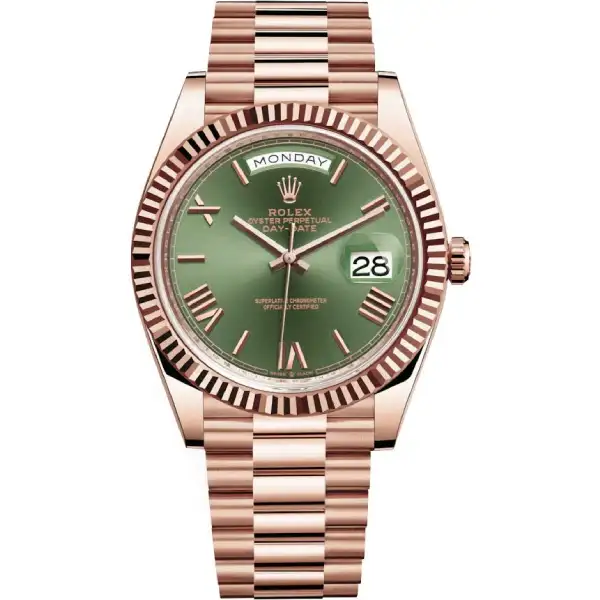 rolex daydate rose gold roman dial