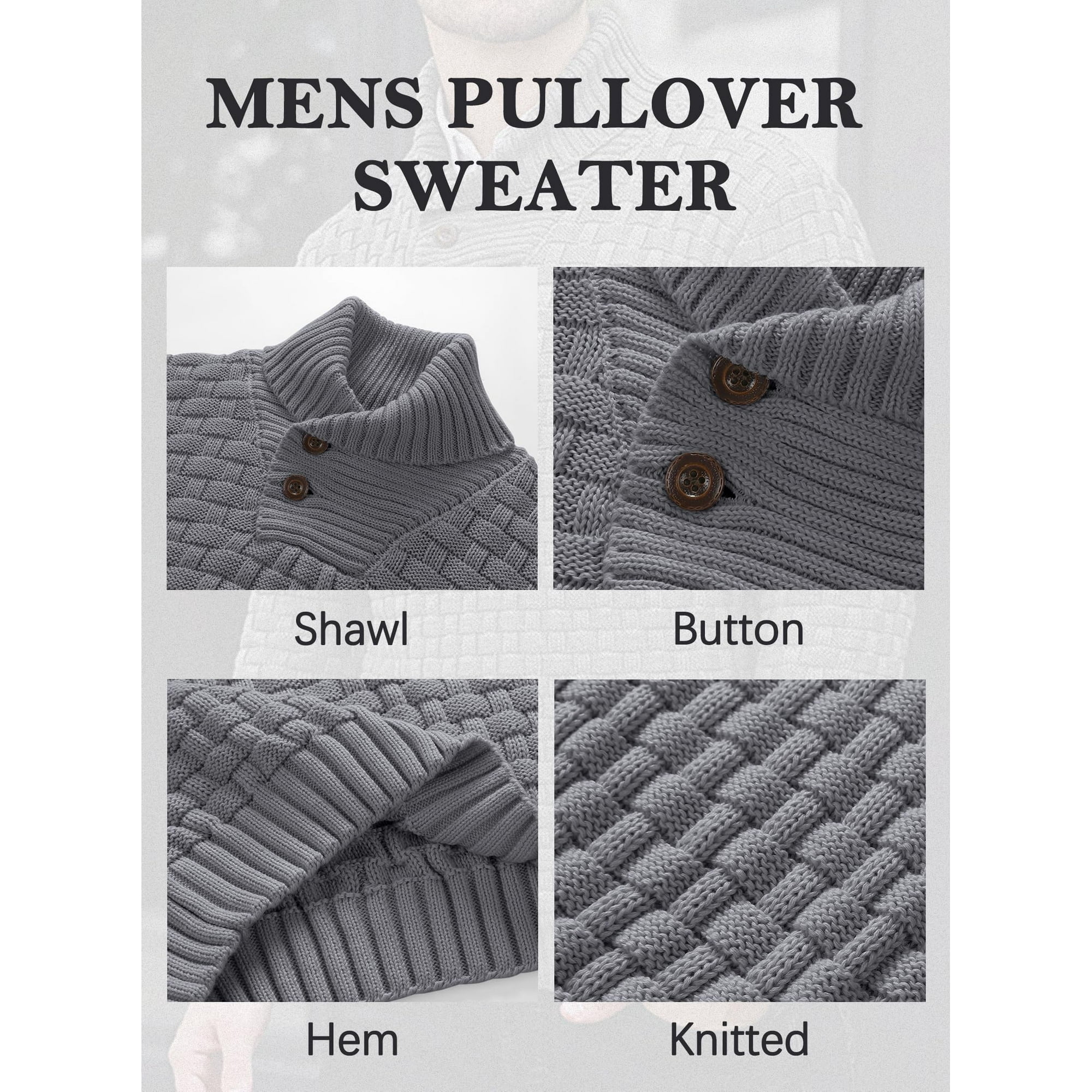 Zaitun Men's Turtleneck Sweater Pullover Stylish Shawl Collar Knit Top for Regular Fit