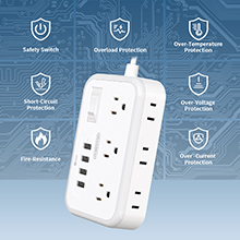 Overload Protection Indoor Desk Charging Station, Compact for Travel, Cruise Ship, Dorm Essentials