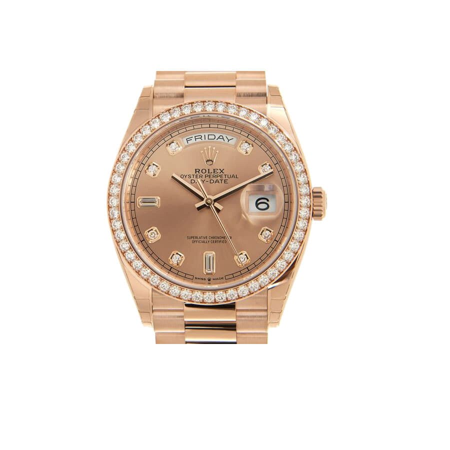 rolex day date 36 rose diamond dial automatic everose gold president 128345pdp oyster replica