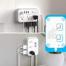 Desktop Charging Station 5 ft Extension Cord, Circuit Breaker Safeguard Home Office Accessories