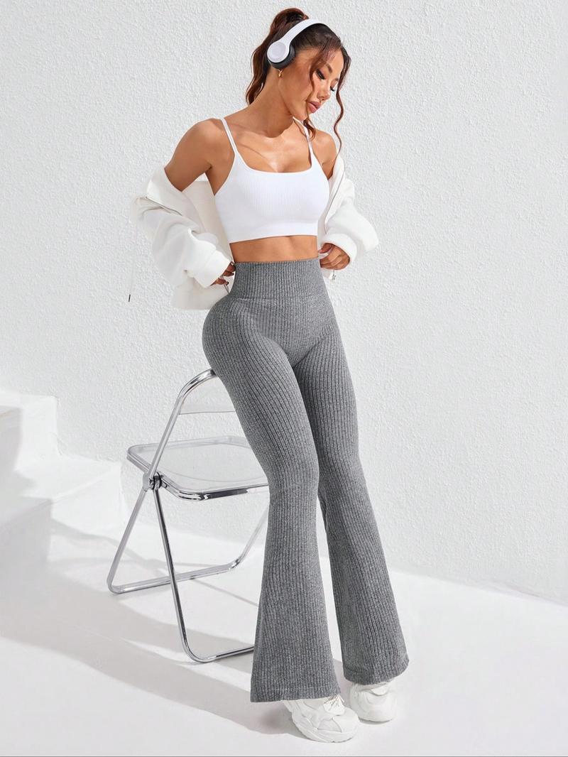 Women's Solid High Waist Sports Leggings, Casual Comfy Breathable Skinny Pants for Yoga Gym Workout Running, Ladies Sportswear for All Seasons, Skinny Yoga Bottoms