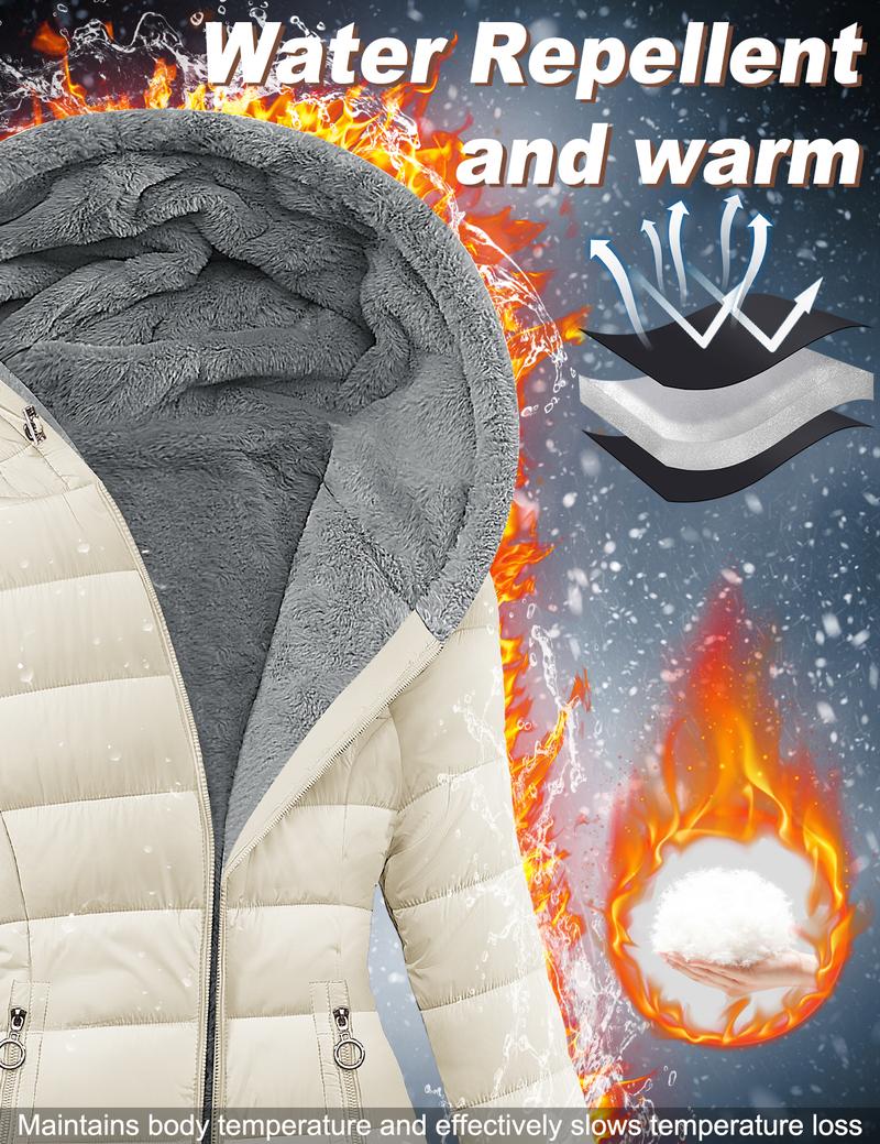 Women's Winter Windproof Warm Slim Fit Down Jacket - Waterproof Long Ski Coat for Commuting