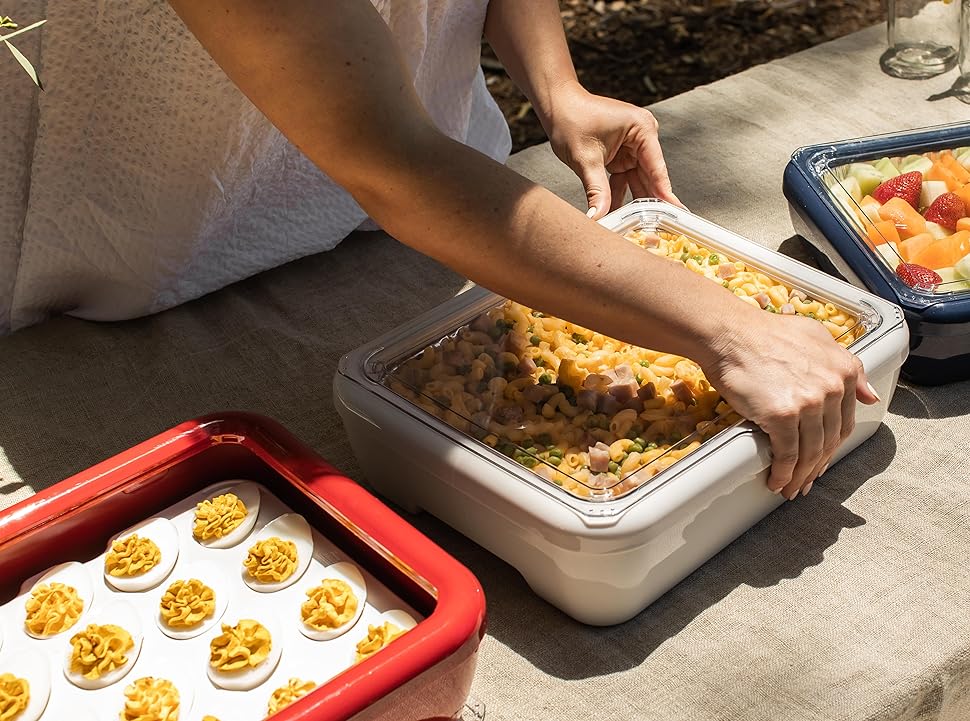 foil pan holder with deviled egg insert jill koch pan jill koch comes clean amazon store 