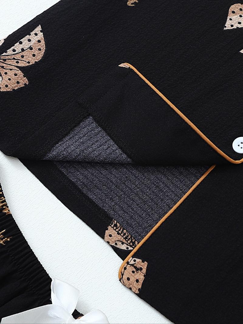 Women's All Over Print Top & Shorts & Pants & Accessories Pyjama Set, Casual Comfy Pj Set, Ladies Sleepwear for All Seasons