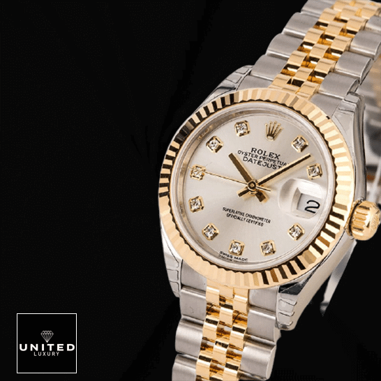 Rolex Datejust 279173 White Dial Diamond Replica black bracelet