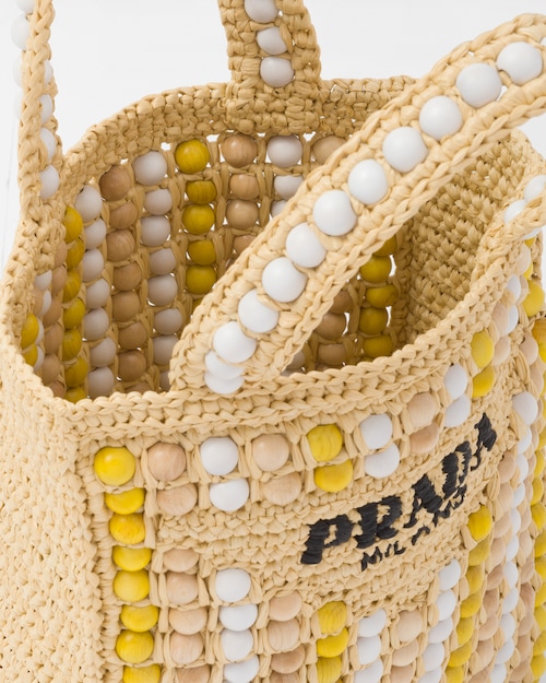 Prada ラフィアxウッドビーズ トートバッグ 5