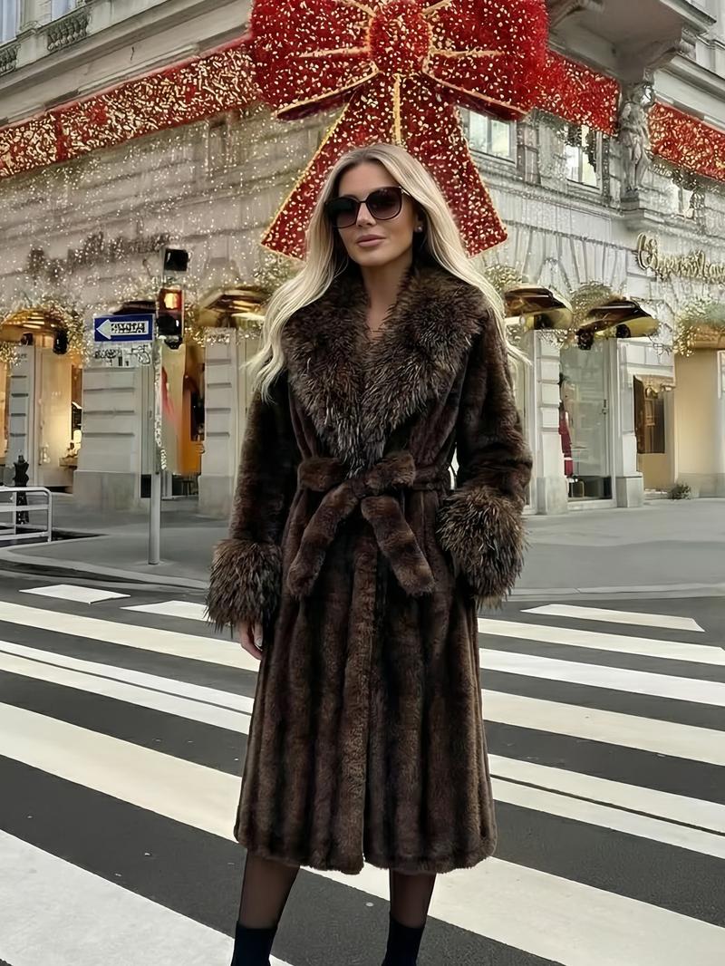 Women's Faux Fur Coat, Winter Fashionable Long Sleeve Jacket, Casual Warm Outerwear, Stylish Women's Clothing for Daily Wear