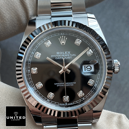 Rolex 279174 Replica 1 Rolex Datejust Diamond Black Dial Replica on hand