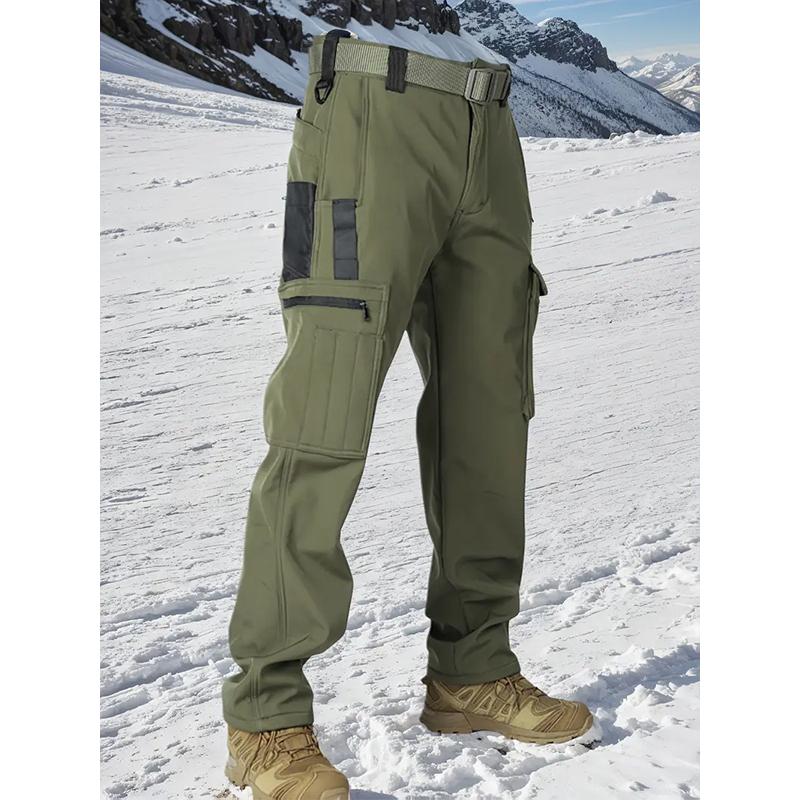 HOMUG Men's Tactical Sport Pants, Multi-Pocket Windproof and Warm Fleece Pants, Suitable for Outdoor Activities, Sports and Casual Wear, Soft Shell Fabric, Suitable for Wearing in Autumn and Winter.