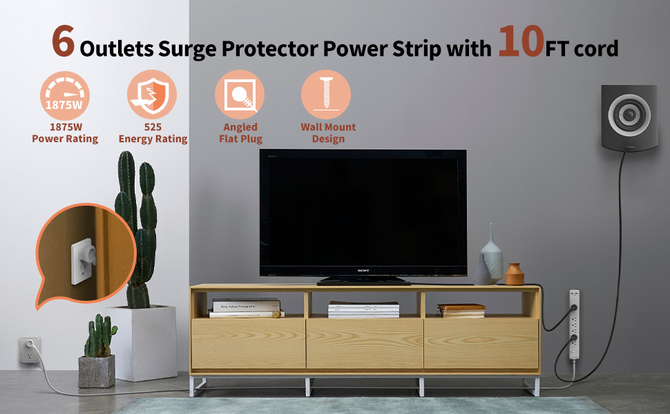 power strip flat plug