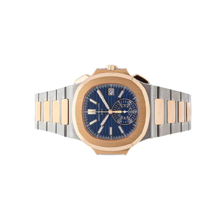 patek philippe nautilus chronograph 5980 1ar steel and rose gold blue dial 1