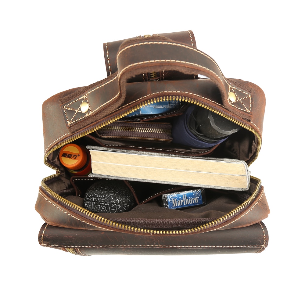 Pockets Show and Large Capacity of Leather Backpack