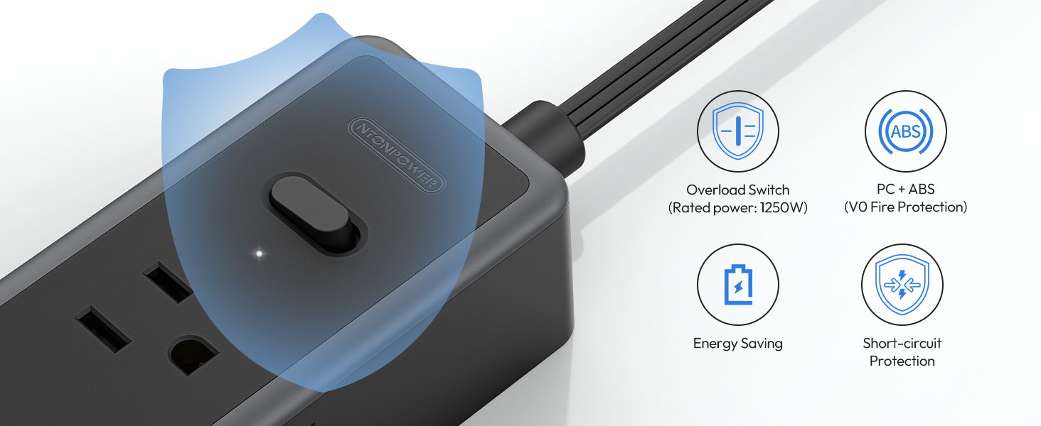 power strip surge protector 10 ft cord