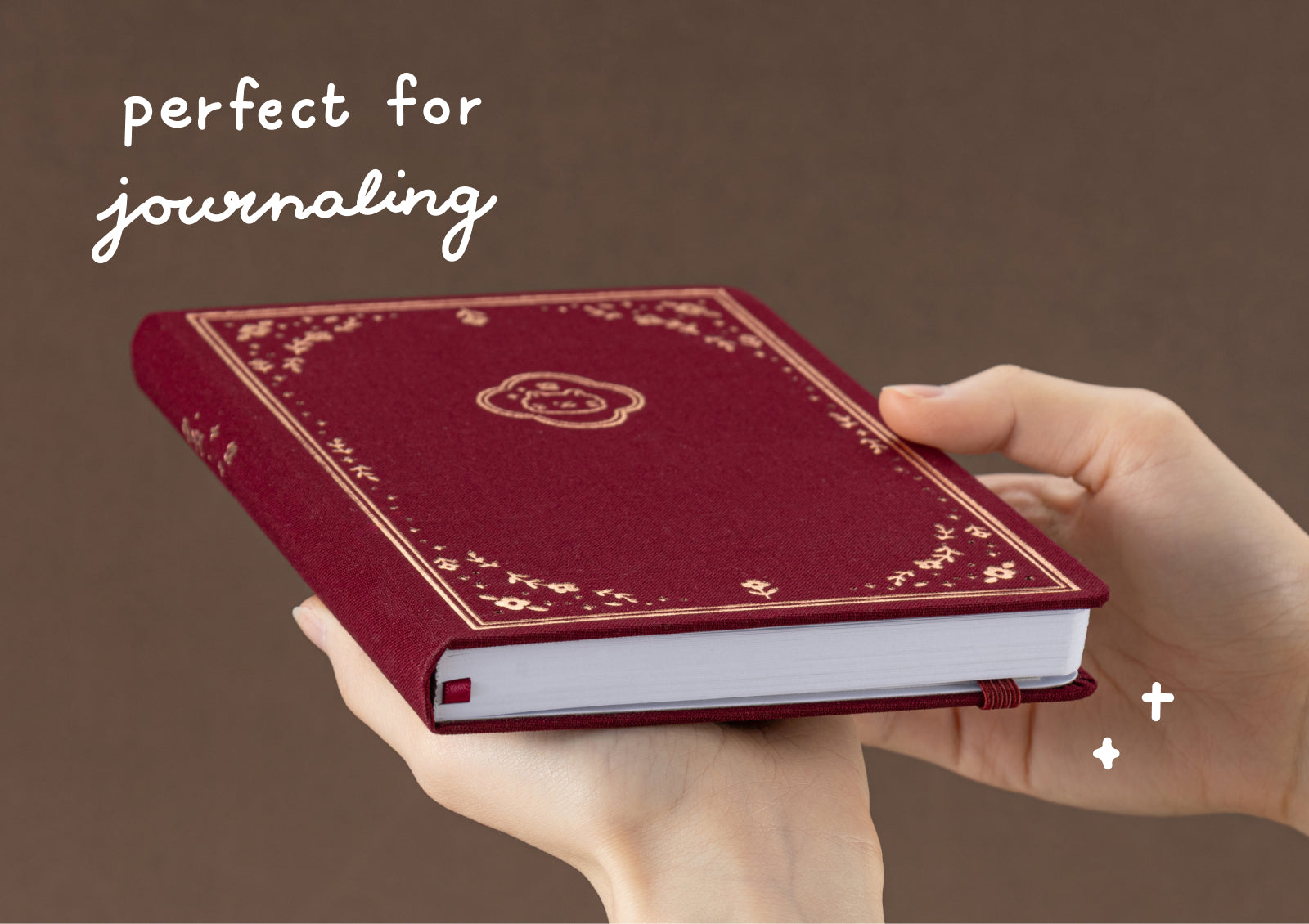 Tsuki Neko Dreams Neko Bouquet Notebook styled with gold pen, dried flowers and star-shaped felt props.