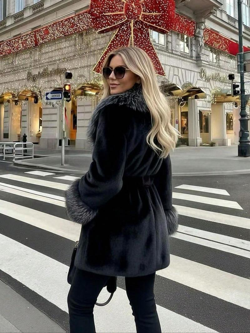 Women's Faux Fur Coat, Winter Fashion Long Sleeve Jacket, Casual Warm Outerwear, Stylish Daily Wear, Perfect for Cold Weather