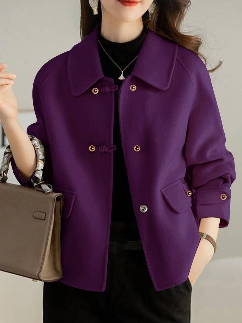 French Fashion Women's Autumn Winter Thicken Woolen Coat, Ladies Short Jacket, Elegant Casual Loose Double-Sided Floral Tweed Outerwear