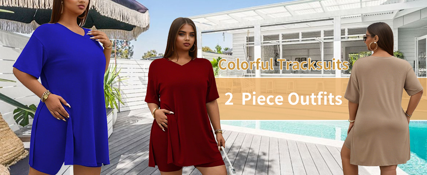 plus size workout shorts sets