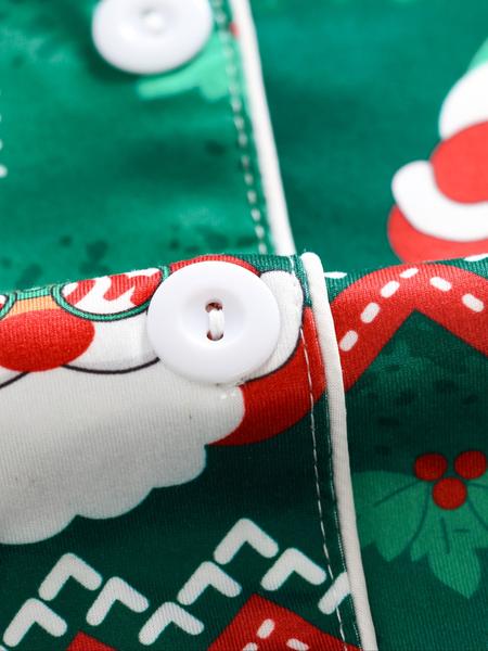 Women's Christmas Pajama Set, Santa Claus Print Long Sleeve Sleepwear, Lightweight Button-Up Top & Pants, Casual Fitted Nightgown
