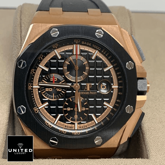 Audemars Piguet Royal Oak Gold Black Bezel Replica in the box