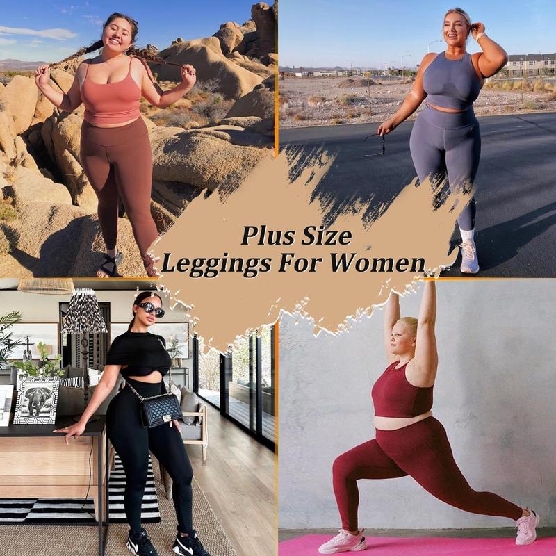 3/4/5 Pack Plus Size Leggings for Women with Pockets Stretchy XL-5XL Tummy Control High Waist Womens Leggings Workout Yoga Pants Gym Leggings in Various Colors