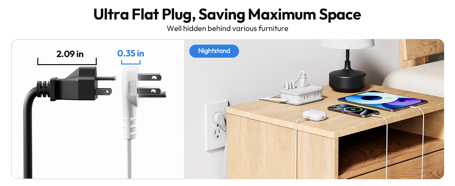 flat plug power strip