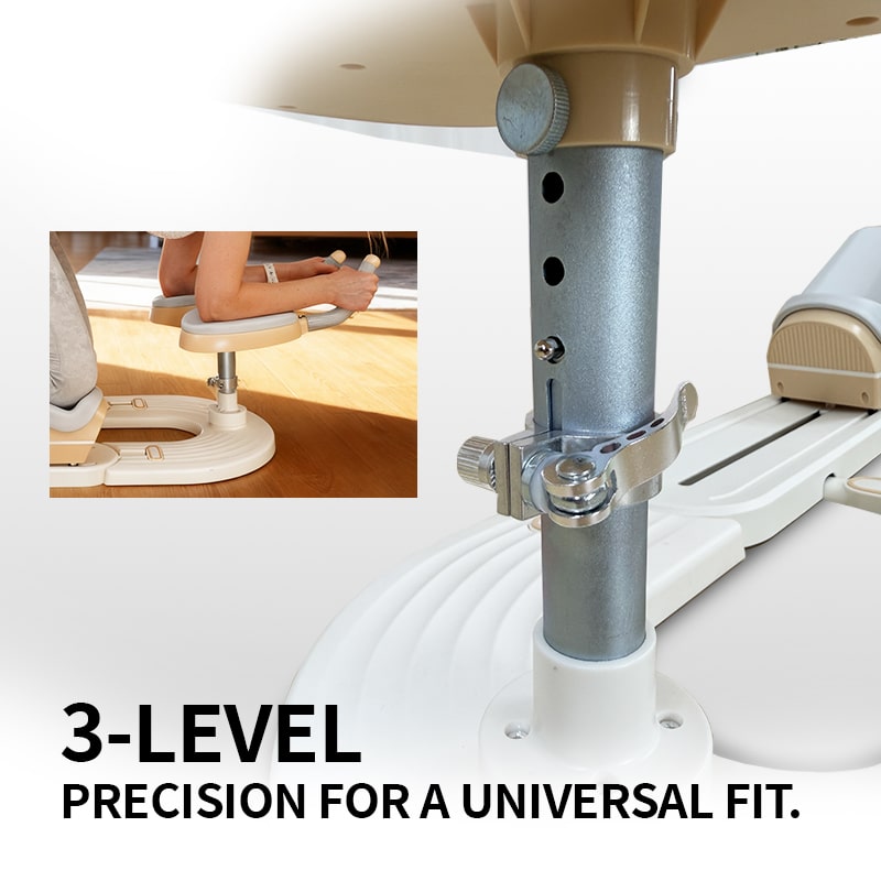 Waist trainer machine showing three-level headrest adjustment
