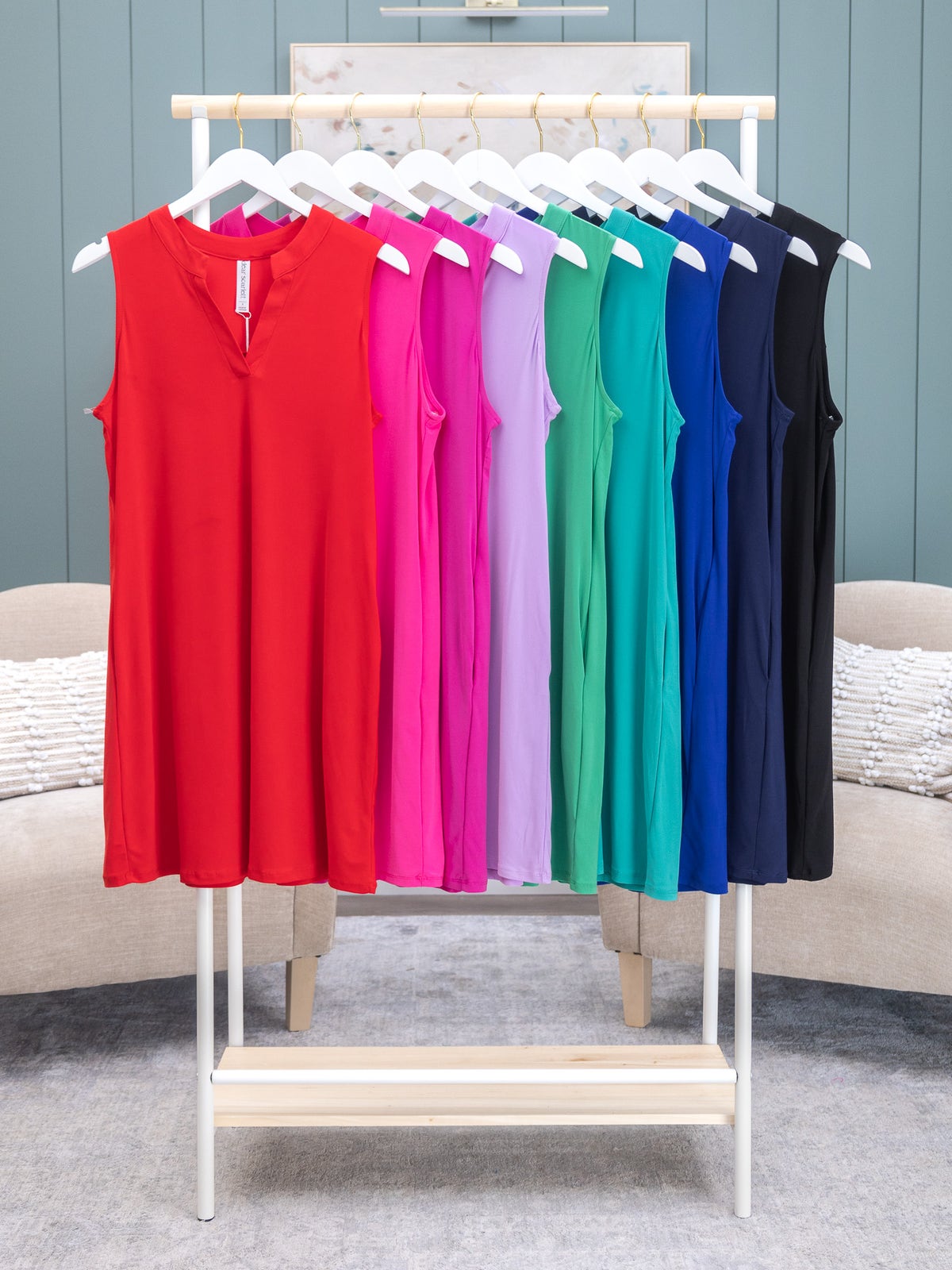 Dear Scarlett Lizzy 防皺無袖直筒洋裝 | S - 3X