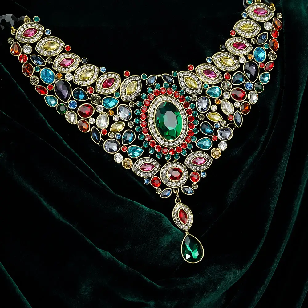 Emerald Whisper Vintage Crystal Statement Necklace-mysite-KissLila