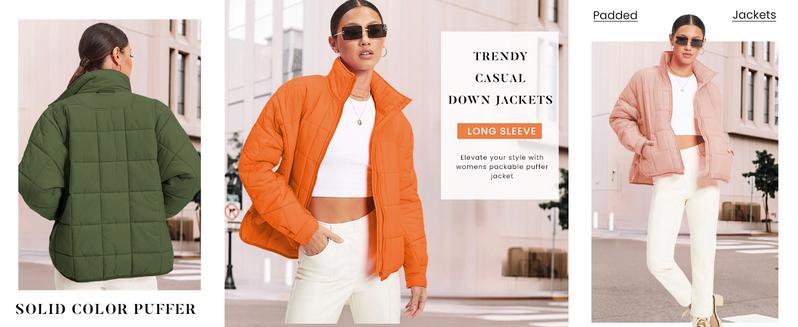 Tanming Women's Lightweight Quilted Puffer Jacket Long Sleeve Full Zip Casual Padded Coat with Side Pockets TikTokShopBlackFriday