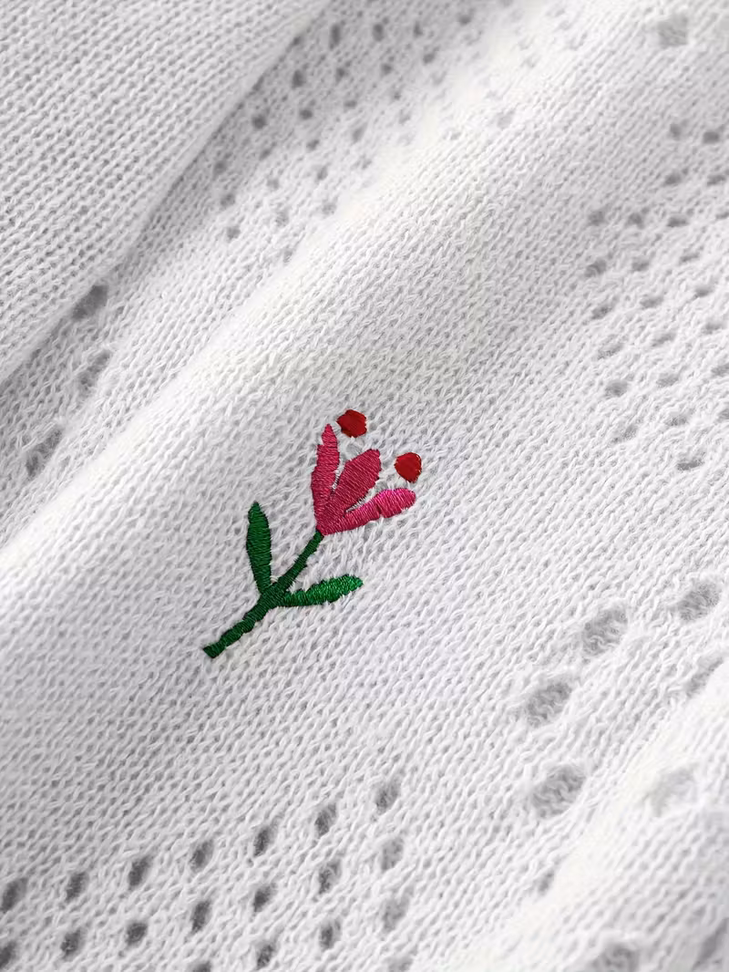 plus size floral embroidery sweater casual cut out long sleeve crew neck sweater for spring womens plus size clothing Product details 8