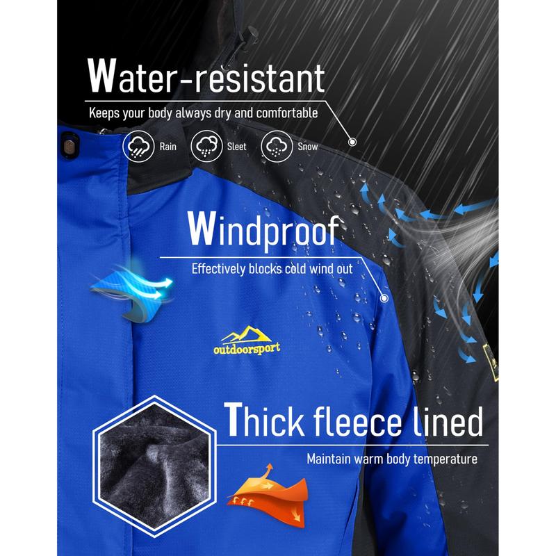 MAGCOMSEN Men's Winter Coats Water Resistant Ski Snow Jacket Warm Fleece Parka Raincoats with Multi-Pockets