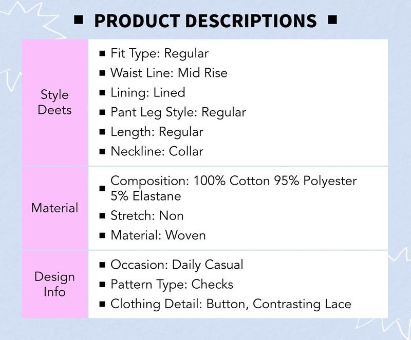 Cider Cotton Plaid Collar Short Sleeve Blouse & Mid Rise Lace Trim Bowknot Mini Skirt Set