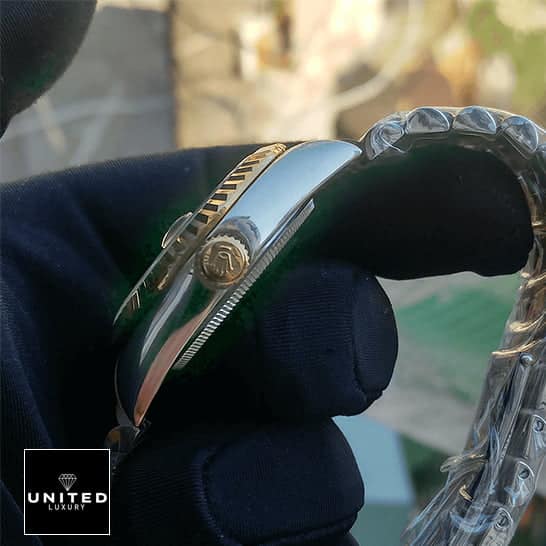 Rolex Day-Date 128238 MOP Replica Silver Case & Gold Crown Pusher