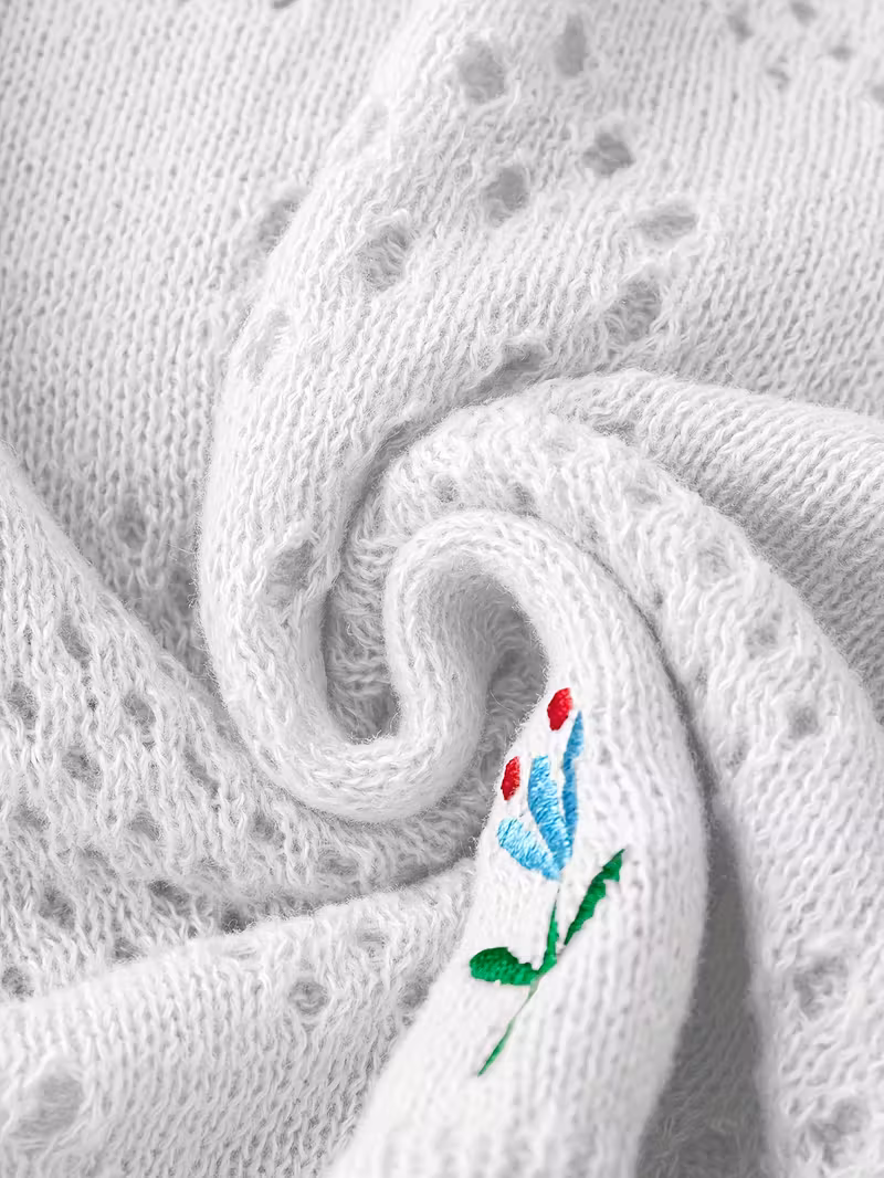 plus size floral embroidery sweater casual cut out long sleeve crew neck sweater for spring womens plus size clothing Product details 9