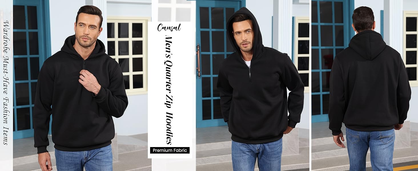 black quarter zip Hoodies men