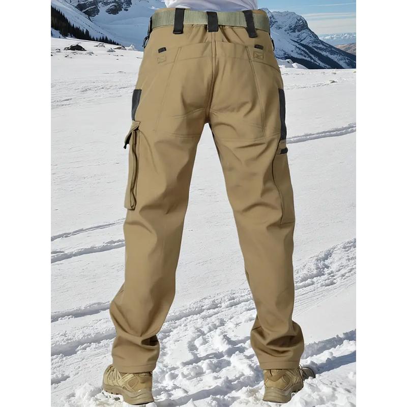 HOMUG Men's Tactical Sport Pants, Multi-Pocket Windproof and Warm Fleece Pants, Suitable for Outdoor Activities, Sports and Casual Wear, Soft Shell Fabric, Suitable for Wearing in Autumn and Winter.