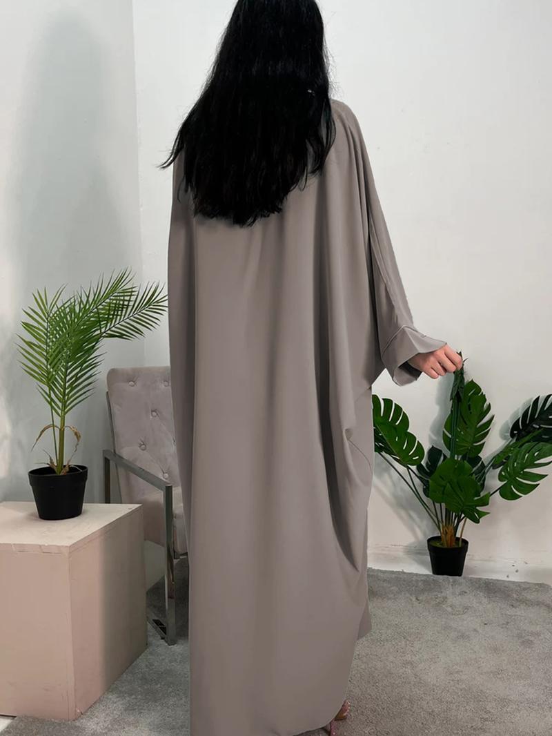 Arabic Clothing-Contrast Sequin Batwing Sleeve V Neck Kaftan Dress, Summer Outfits 2024, Elegant Long Sleeve Arabian Dress for Women, Women's Islamic Clothing for Summer, Beige, Modest Clothes